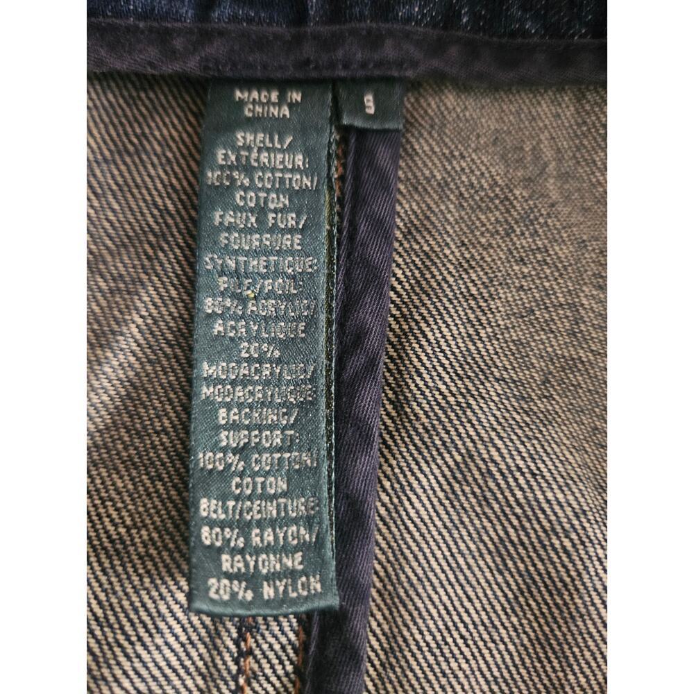 Ralph Lauren Denim Jacket Sz Sm Y2K Faux Fur Stitching Button Up - Picture 7 of 7